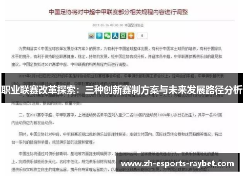 职业联赛改革探索:三种创新赛制方案与未来发展路径分析